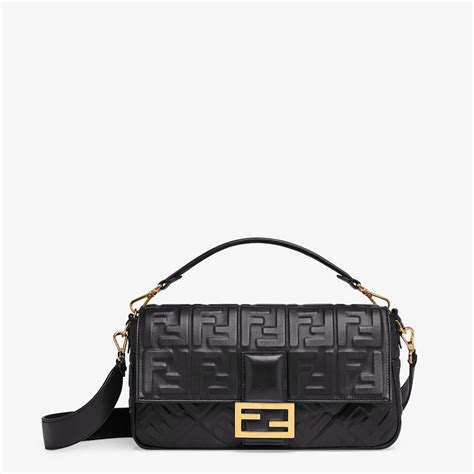 black leather large fendi baguette|fendi baguette denim.